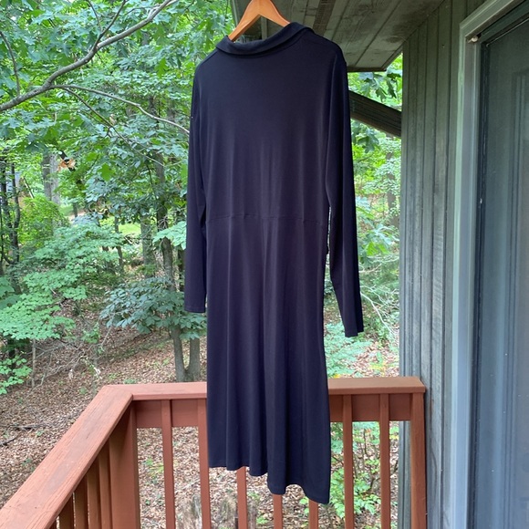 Liz Claiborne Black Long Sleeve Shirt Dress Front Knot 14 NWT - Picture 4 of 10